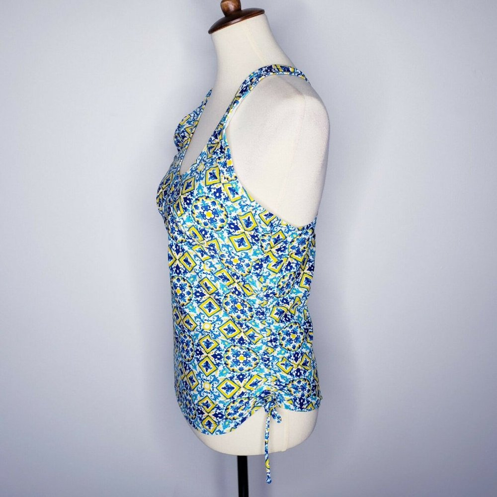 NICOLE MILLER Blue Postage Print Tankini Top - Picture 7 of 9
